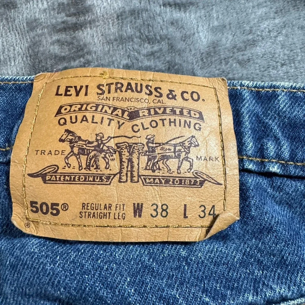 Vintage Levi's 505 Jeans Men's 38x34 Fits 36x30 Orange‎ Tab Faded Whiskered 90s